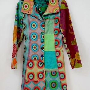 Desigual multicolor Front Overcoat, size 36